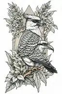 Sydney opera house surrounded by eucalyptus trees and a kookaburra tattoo design idea