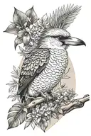 Sydney opera house surrounded by eucalyptus trees and a kookaburra tattoo design idea