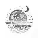 lune, soleil, mer, pluie  tattoo design idea