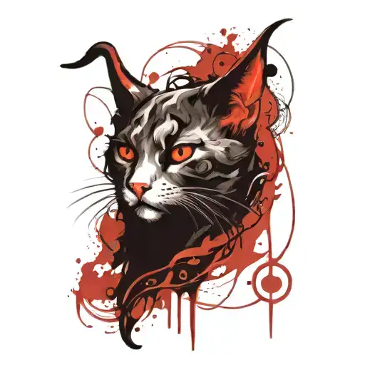 cat satanic baphomet symbol tattoo design idea