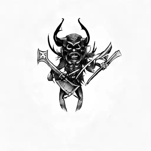 a demon holding an axe tattoo design idea