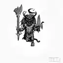 a demon holding an axe tattoo design idea