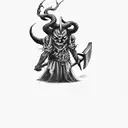 a demon holding an axe tattoo design idea