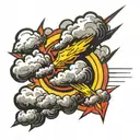 cloud with lightning bolt coming out of it  tattoo design idea
