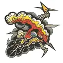 cloud with lightning bolt coming out of it  tattoo design idea