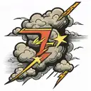 cloud with lightning bolt coming out of it  tattoo design idea