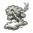 simple cloud with lightning bolt coming out of it  tattoo design idea