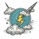 simple cloud with lightning bolt coming out of it  tattoo design idea