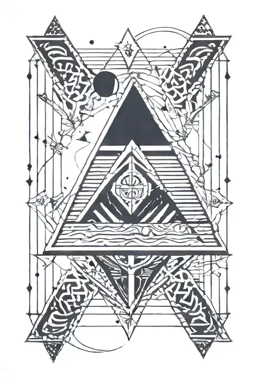 Black Pyramid Geometric Lines With sagittarius zodiac sign tattoo design idea
