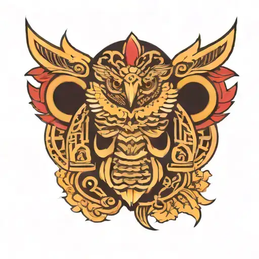 Polynesian hawk shoulder  tattoo design idea