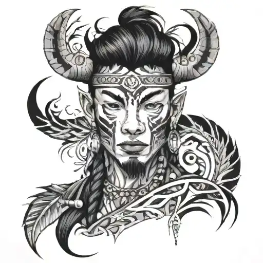 The young Shaman tattoo design idea