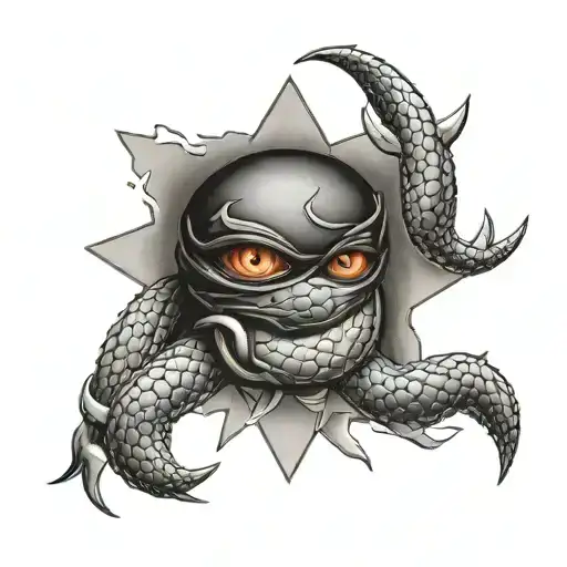 Snake eye Ninja Star, baking paper tattoo design idea