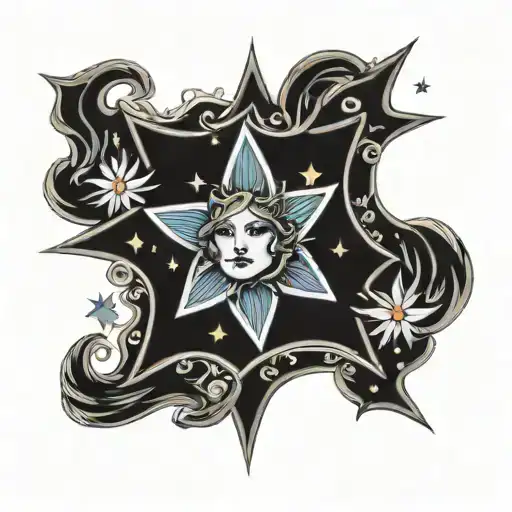 fairy star moon tattoo design idea