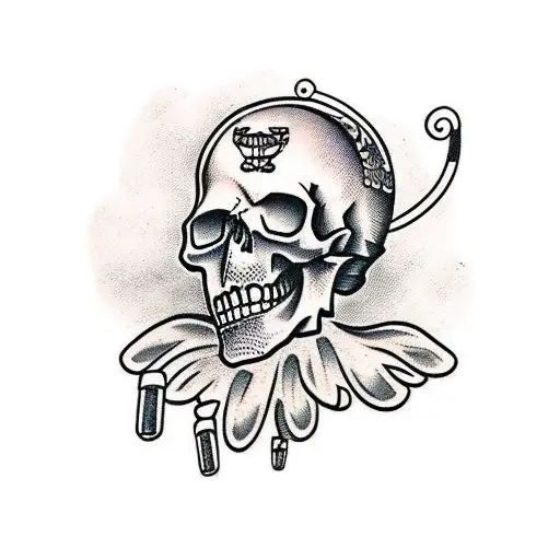 skull drummer tattoo design idea
