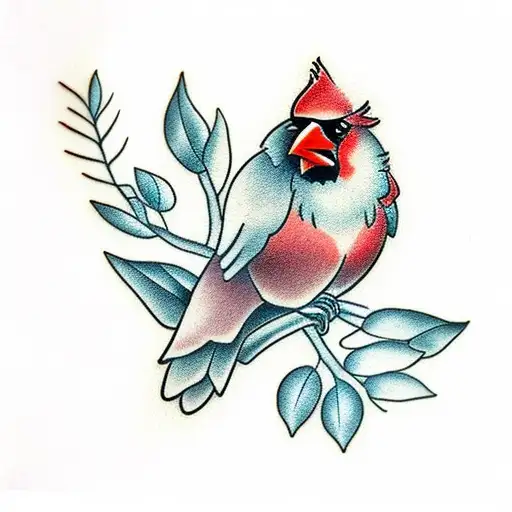 Cardinal and Brazilian jasmine tattoo design idea
