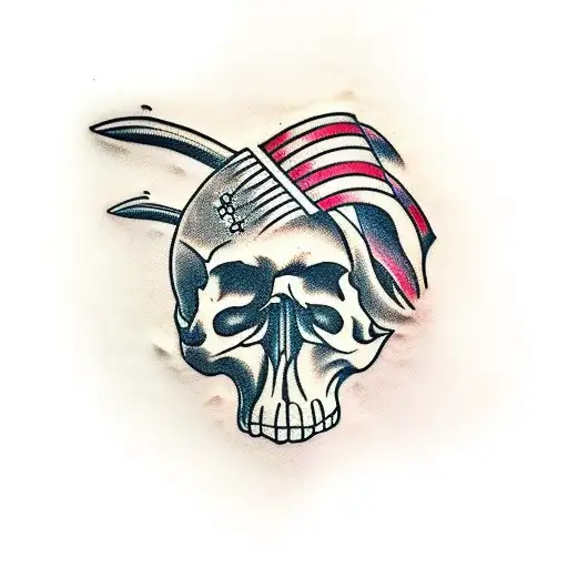 2 drumsticks going through a skull tattoo design idea
