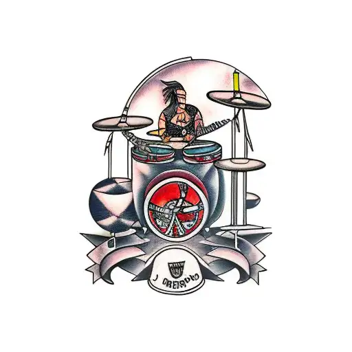 drum kit tattoo design idea