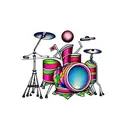 trippy drum set tattoo design idea