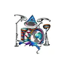 trippy drum set tattoo design idea