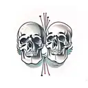2 drumsticks going through a skull tattoo design idea