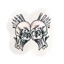 2 drumsticks going through a skull tattoo design idea