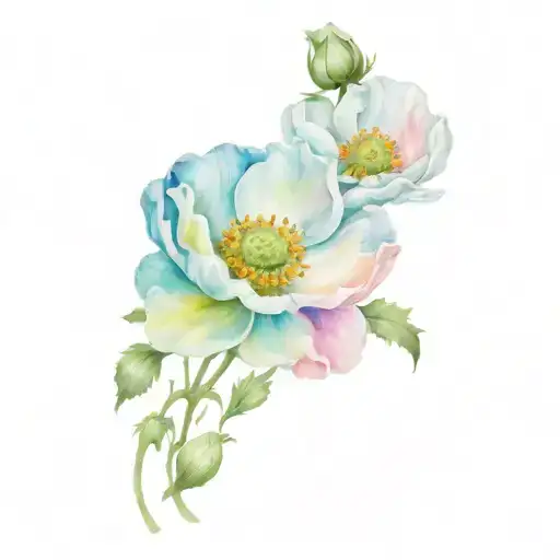 poppy flower intertwined with daisy and peony flower tattoo design idea