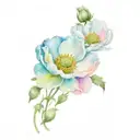 poppy flower intertwined with daisy and peony flower tattoo design idea
