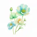 poppy flower intertwined with daisy and peony flower tattoo design idea