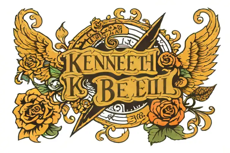  the name Kenneth Aaron bell in simple font spelling tattoo design idea