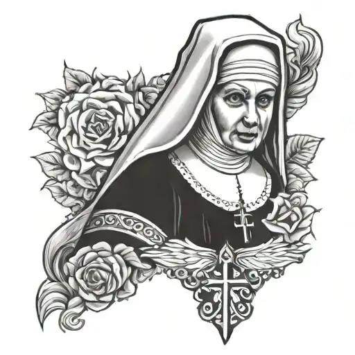 slutty nun wearing tattoo design idea