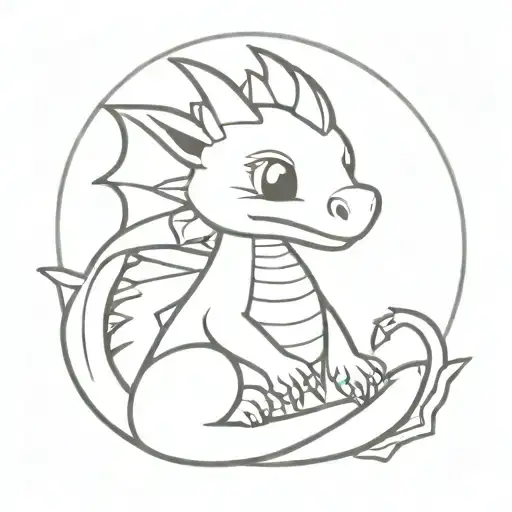 cute dragon sitting tattoo design idea