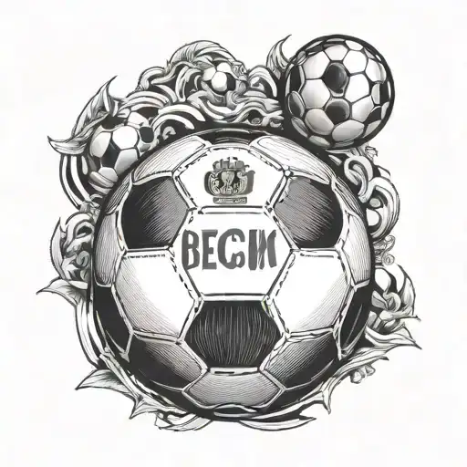 Imagine a football (soccer ball) with David Beckham's iconic number (e.g., 7) incorporated into the design. tattoo design idea