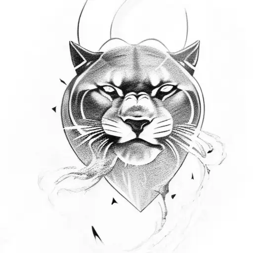 black panther climbing  stairs claws going into skin tattoo design idea