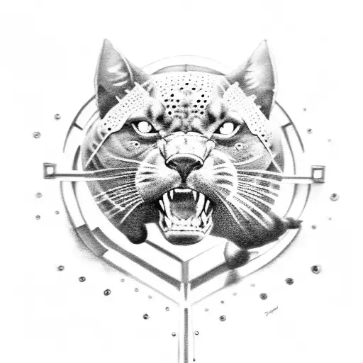 black panther climbing  stairs claws going into skin tattoo design idea