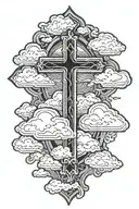 cross with clouds tattoo design idea