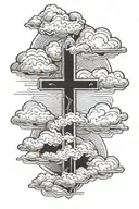 cross with clouds tattoo design idea