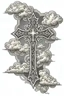 cross with clouds tattoo design idea