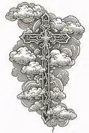 cross with clouds tattoo design idea