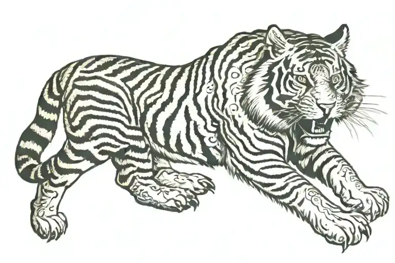 Tiger full body tattoo design idea