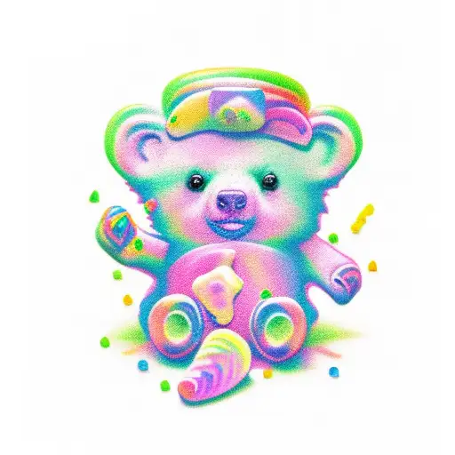 gummy bear on drugs tattoo design idea