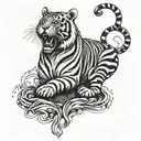 tiger with broken chains tattoo design idea