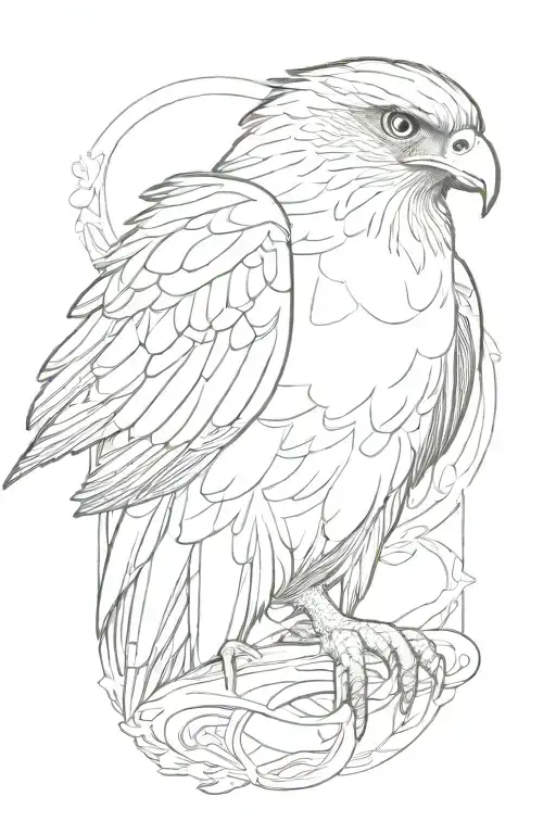 goshawk outline   tattoo design idea