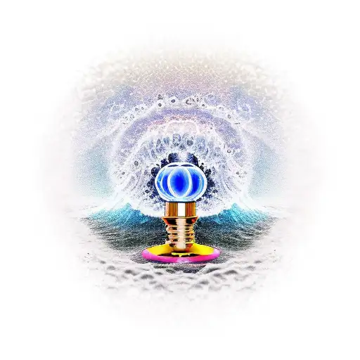 magnet, visible waves attracting the Aladin's lamp, health, money, energy and power  tattoo design idea