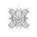 Design a geometric line tattoo using the initials MW, NW, and HW tattoo design idea
