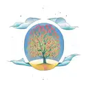 apple trees and sun tattoo design idea