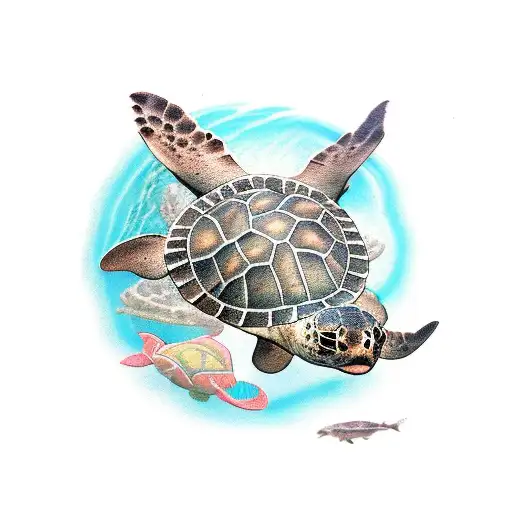 diving tattoo nurse shark, sea turtle, octopus,  tattoo design idea