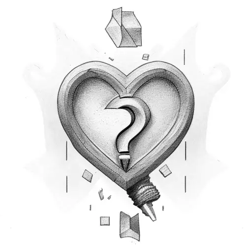 2 questions marks form a hearth tattoo design idea