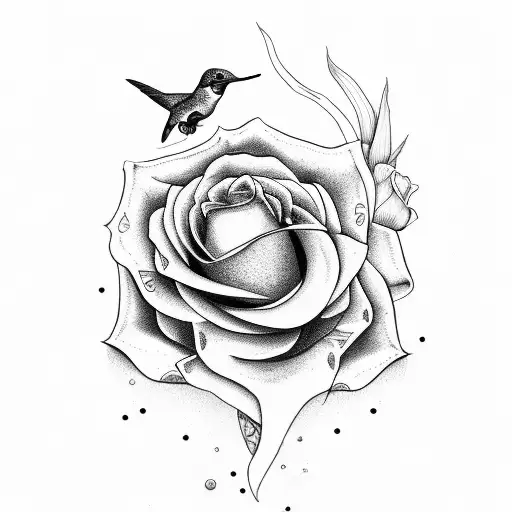 loyalty,Hummingbird and roses tattoo design idea