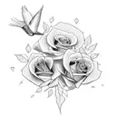 loyalty,Hummingbird and roses tattoo design idea