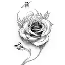 loyalty,Hummingbird and roses tattoo design idea